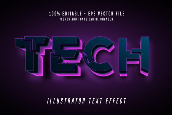 Download TECH 3D Illustrator Text Effect Font - Text effect font Collection