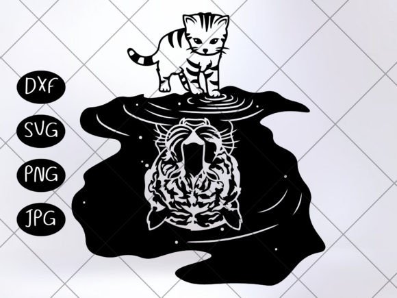 Download Baby Tiger with Tiger Face Reflection - Reflection Collection