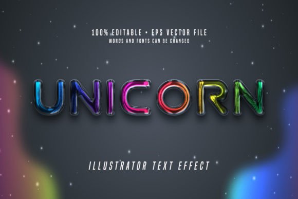 Download Unicorn 3D Illustrator Text Effect Font - Text effect font Collection